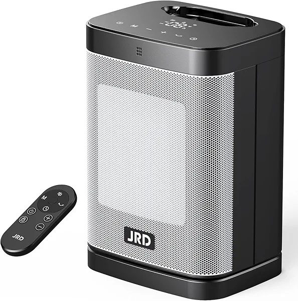JRD Space Heater, 2025 Upgraded Portable Electric Heaters for Indoor Use with Thermostat and Remote, LED Touch-screen, 12H Timer, 3 Mode, 1500W PTC Ceramic Fast Safety Heat for Office Home