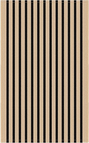 Vista 73 de KILOCOCO Alfombra de rayas beige de 2.3 x 3.6 pies para interiores y exteriores, alfombra tejida a mano de algodón lavable a rayas para puerta Rayas