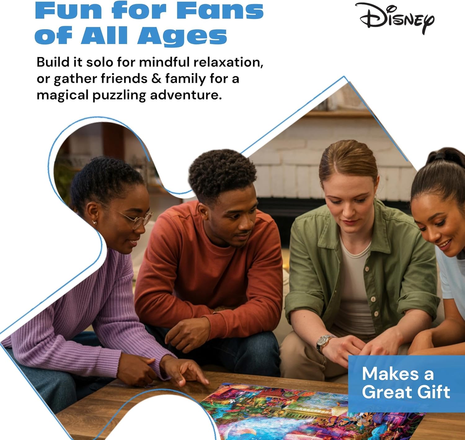 Disney’s Aladdin 2000 Piece Puzzle – Buffalo Games Silver Select Premium Jigsaw Puzzle for Adults with Foil Accents, Reference Poster & Giftable Box