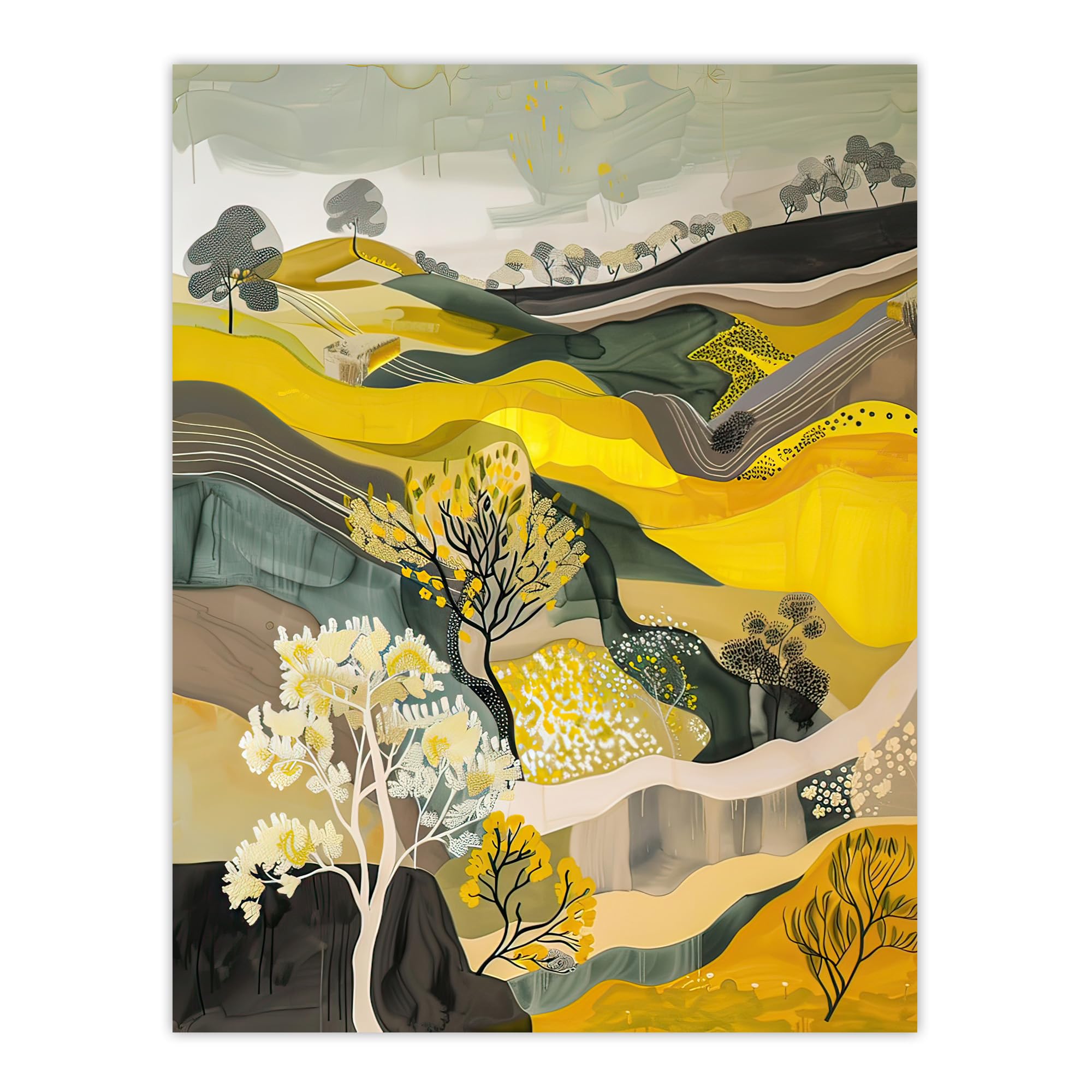 Artery8 Cleveland Way North Yorkshire Moors Painting Ochre Living Room Extra Large XL Wall Art Poster Print