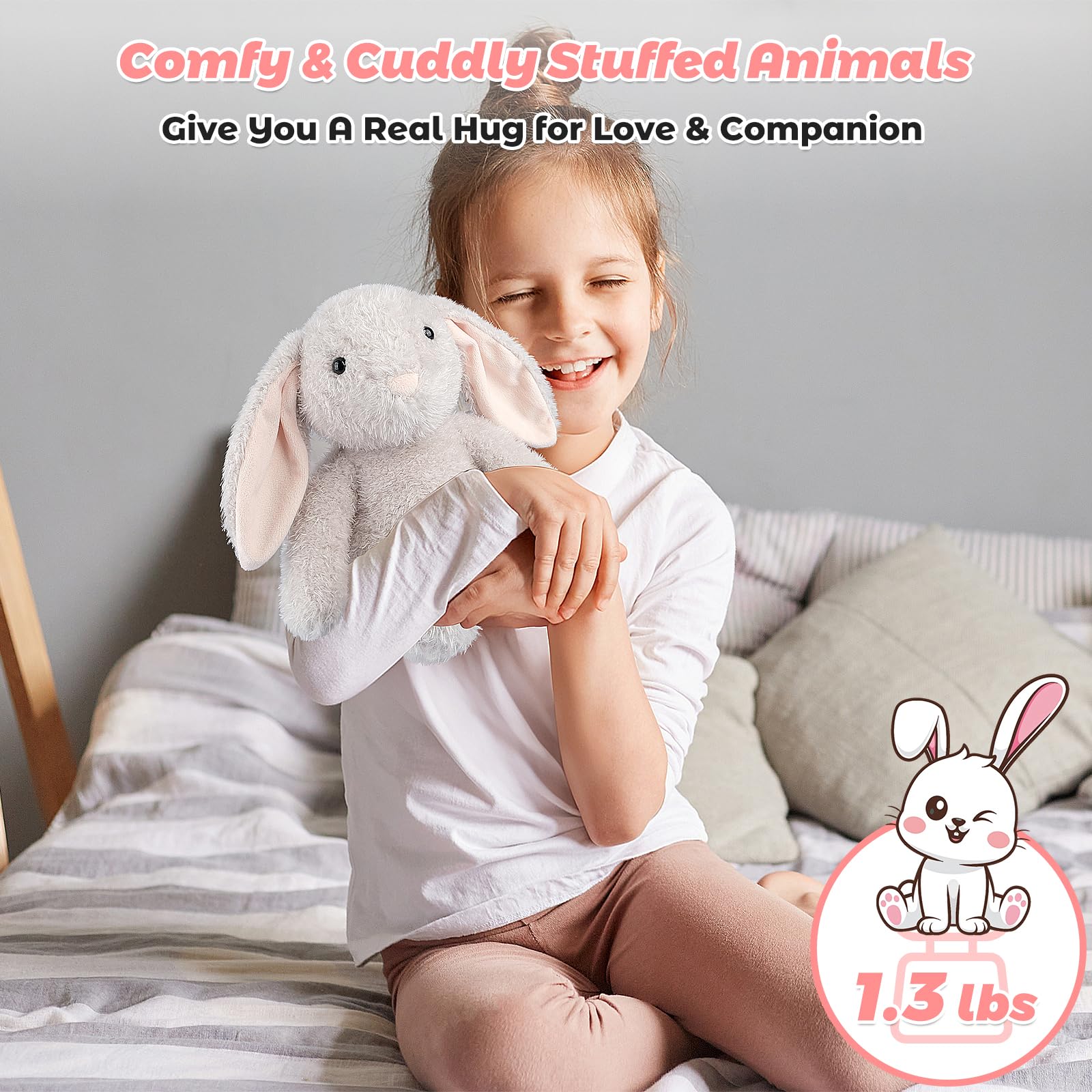 Coolable & Microwavable Rabbit Stuffed Animal, Weighted Stuffed Animals Plush for Kids Women, Girls - Image 3