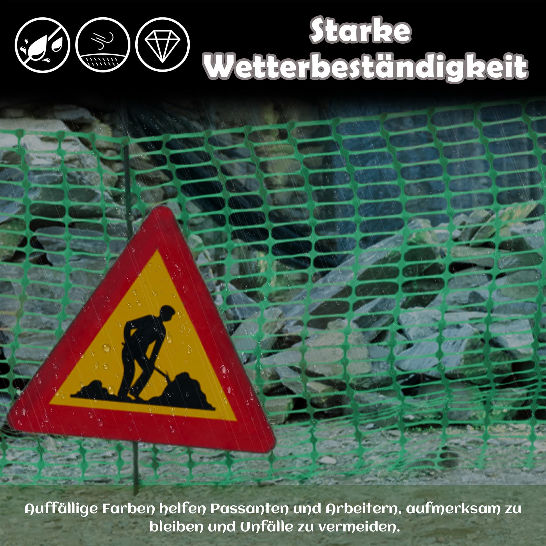 Froadp Valla de cebo de 1 m x 80 m con clavos y cintas, cerca, red de seguridad de plástico, valla móvil, valla multifunción, valla de oveja, valla de perro, red de aves de corral, valla de