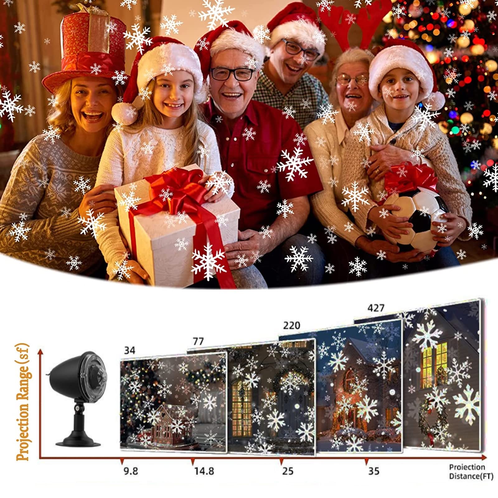 Esterno/Interno Proiettore Luci Natale, Lampada di Proiezione a LED, Impermeabile IP65 Tempesta di Neve Proiettore Natale per Esterni per Natale, Feste E Matrimoni