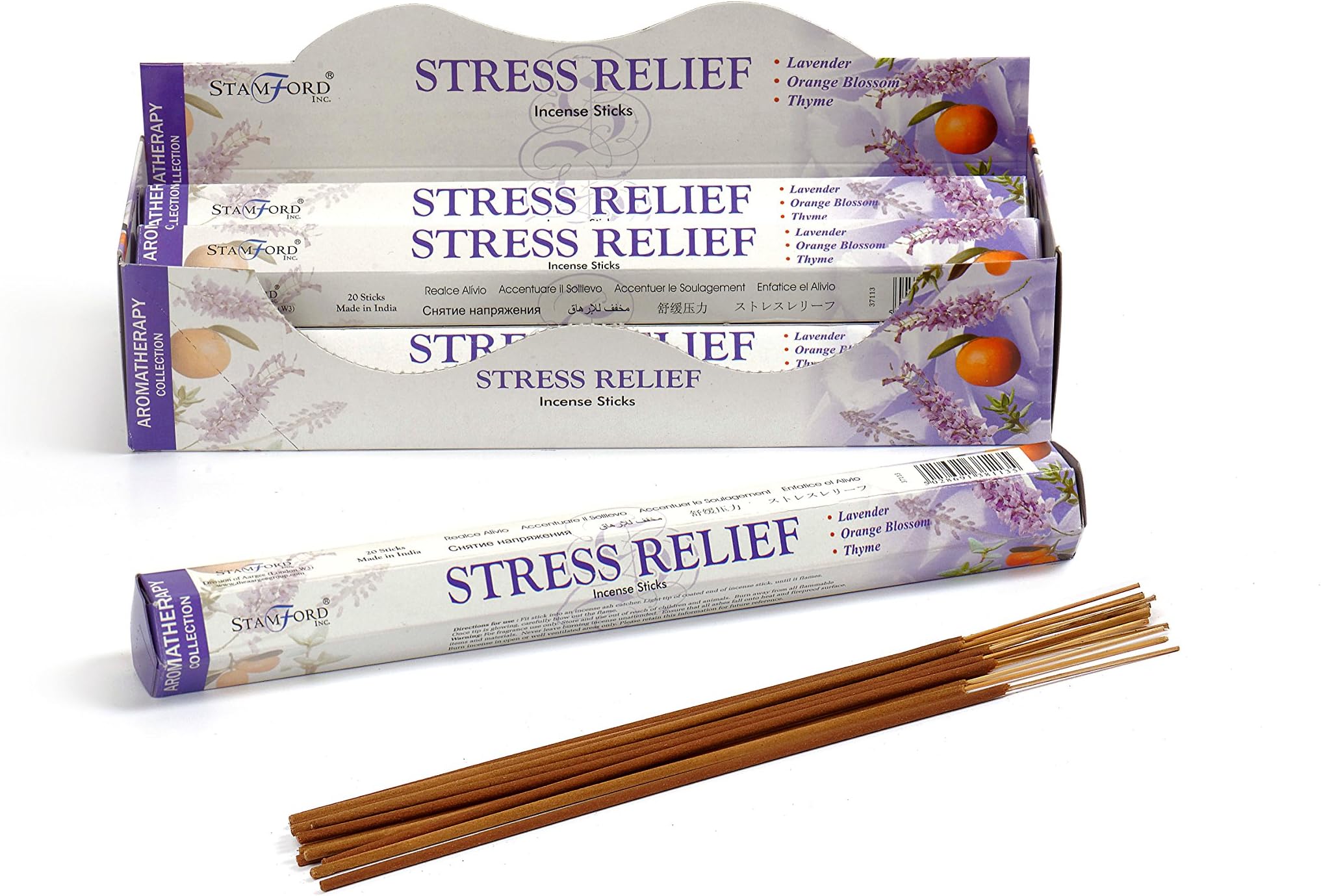 STAMFORD INC. 37113 Stress Relief Incense Sticks, 20 Sticks x 6 Packs