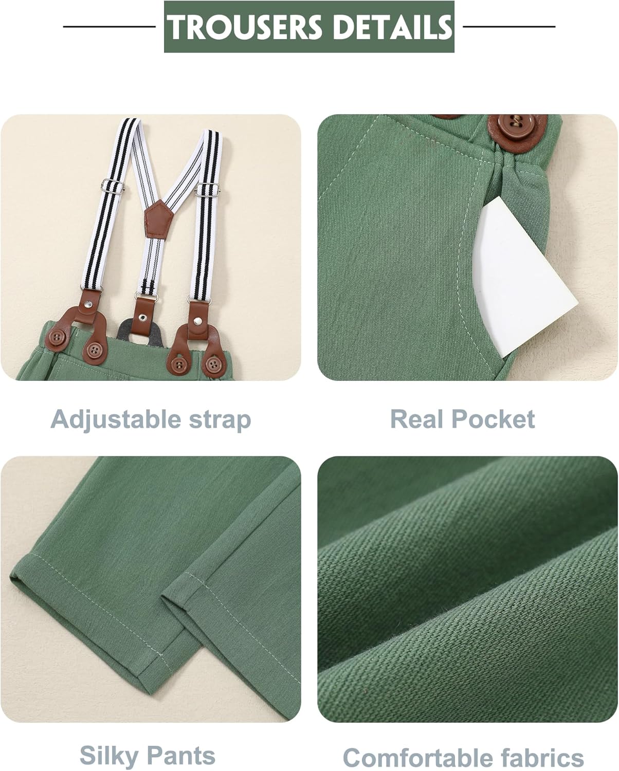 WESIDOM Baby Boy Clothes 0-18M Newborn Infant Gentleman Outfit, Shirt+Bowtie+Beret+Suspender Pant Baby boy Suit Clothing Set - Image 6