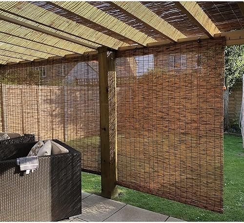 Miniatura 3 de Persianas enrollables de bambú para el hogar, persianas enrollables sin cordones para patio, cortinas retro de privacidad, 17.7 x 59 pulgadas 55 x