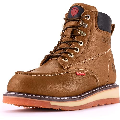 SUREWAY Mens Heavy Duty Wedge Moc Toe Work Boots Soft/Composite/Steel Toe
