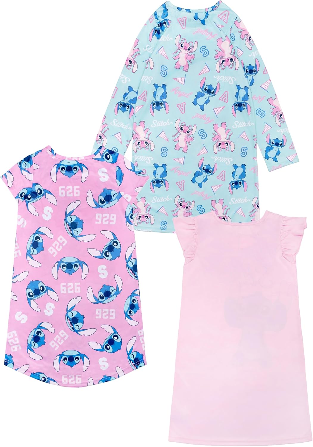 Disney Girls' 3-pack Nightgowns, Soft & Cute Pajamas for Kids