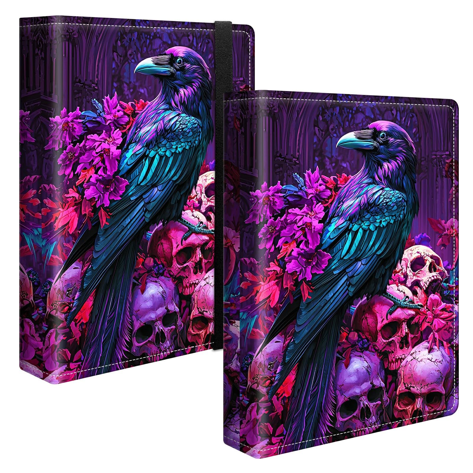 Wedding Albums 4x6 120 Pockets Photos with Strong Elastic Band, Small Mini Albums Sheet Protector Folder for Photos, Album for Family Anniversary Women Men Vacation Gift, Black Eagle Skull