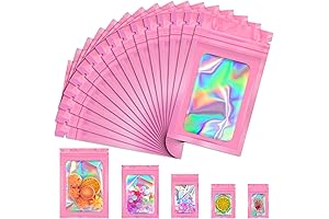 100-Count Pink Holographic Resealable Mylar Bags (2.4" x 3.9") for Discreet Packaging