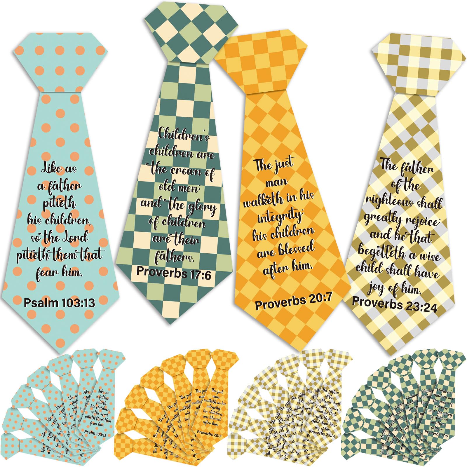 Affrolling 28 Pcs Religious Father's Day Tie Cards for Church Sunday School Christian Father's Day Gift Best Dad Father's Day Greeting Cards for Classroom Toddlers Fun Activities Craft