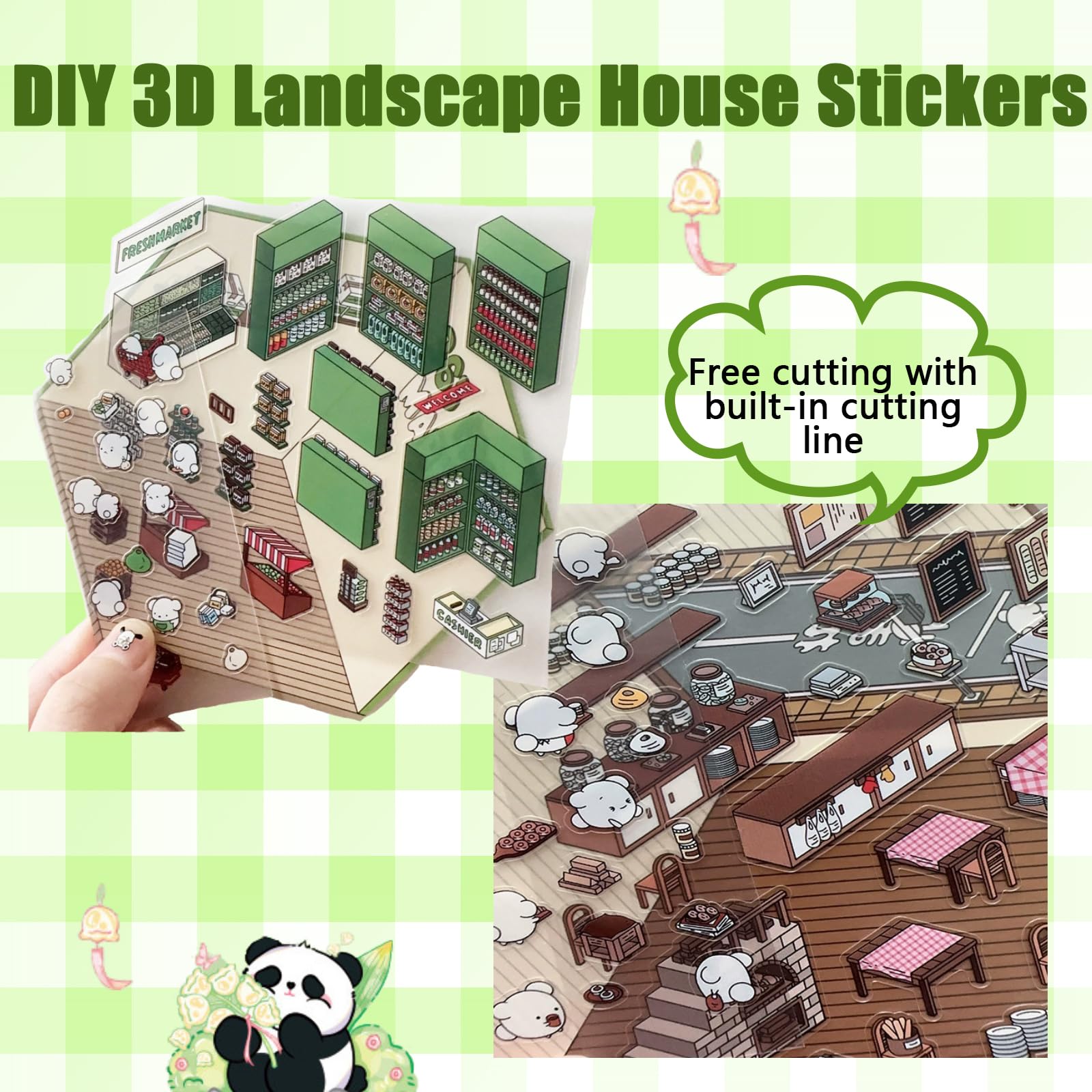 8 Sets 3D Sticker Scene for Adults DIY Cartoon Scenery Stickers, Create Your Own House Stickers - Image 3