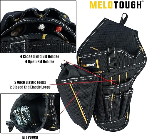Miniatura 4 de MELOTOUGH Funda de taladro para destornillador de impacto con bolsa de brocas, funda de impacto resistente para cinturón de herramientas