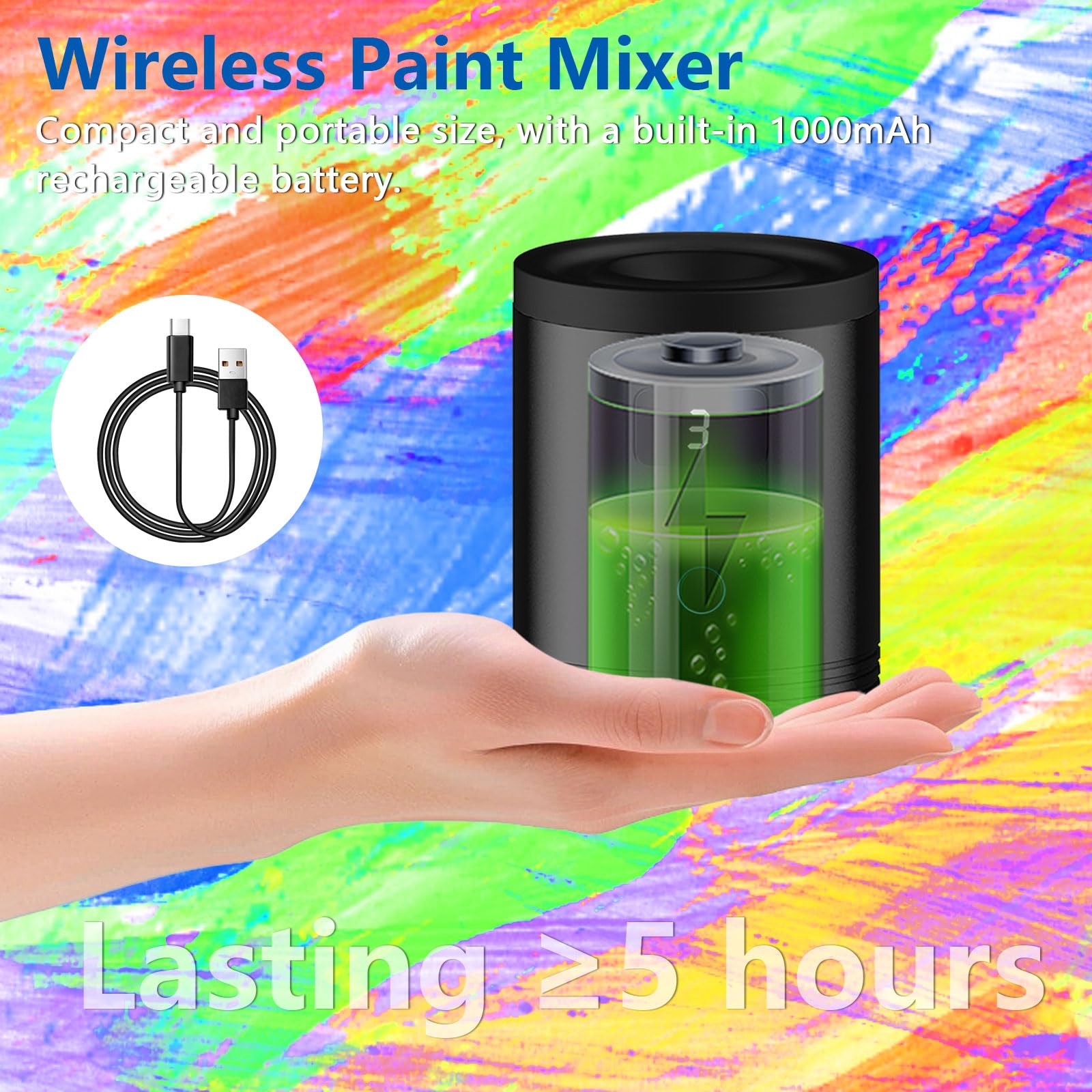 Mini Vortex Mixer – Kabelloser Paint Shaker mit 3 Geschwindigkeiten 3000/4000/5200 U/min, LED-Anzeige, Tattoo-Tinten-Mixer für Acrylfarbe, Nagellack & Wimpernkleber, 1000mAh Akku