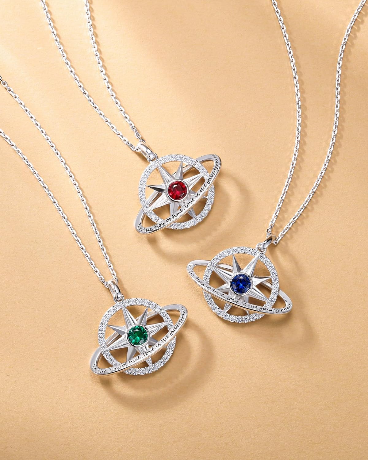 FANCIME Stellar Promise Birthstone Necklace for Women White Gold Plated Sterling Silver Planet Star Pendant Fine Jewelry Anniversary Birthday Mothers Day Gifts for Women Wife Friend Her - Image 4