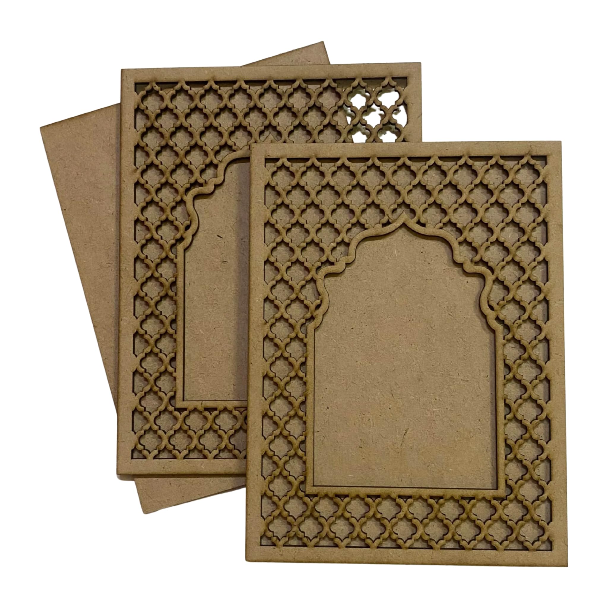 American Elm MDF Jharokha Cutouts Pack of 2 Jharokas Wall Decor MDF Frames for Art and Craft, 8x6 Inch Unfinished Wooden Panel 1