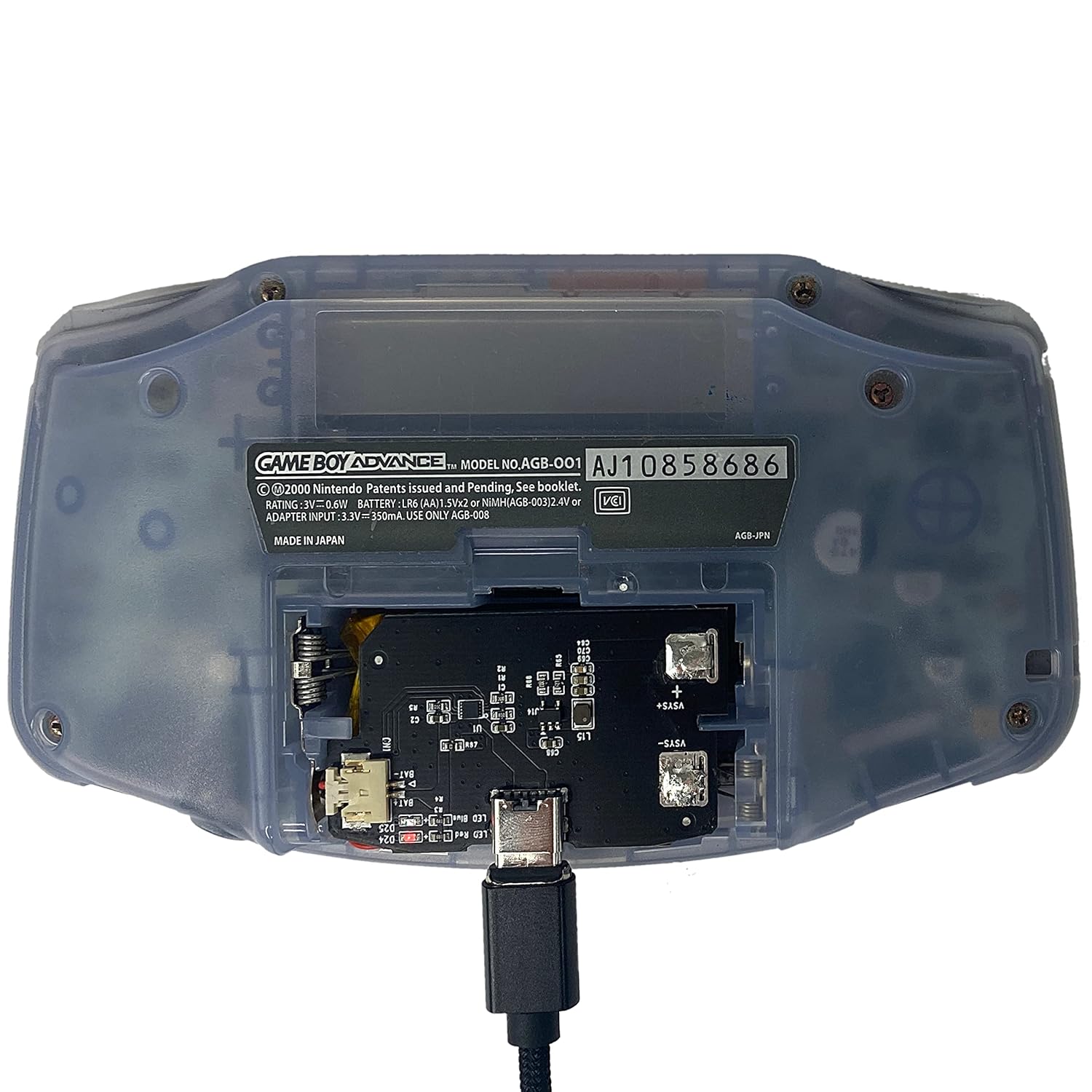 Gameboy Advance Rechargeable Battery 1500mAh USB-C Lithium LiPo Mod for Nintendo GBA / AGB-001 (None (Battery Only)) : Video Games