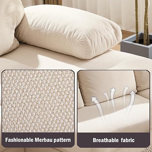 Miniatura 6 de Sofá modular en forma de U de 112 pulgadas con diván doble, muebles modulares de sala de estar de 4 asientos, diseño tapizado de lino para