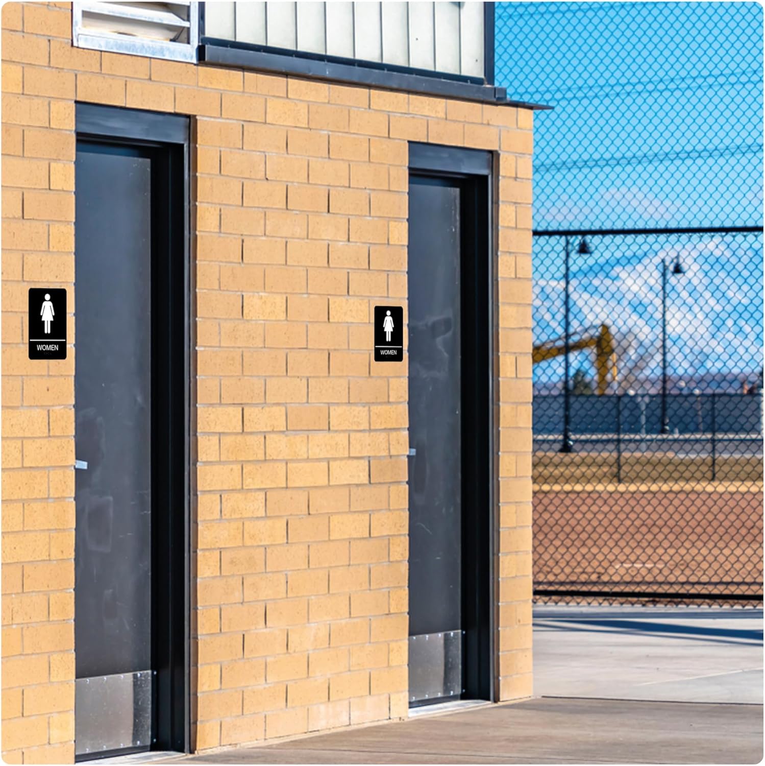ADA Braille Men and Women Restroom Signs for Business with Double Sided 3M Strong Tape (Pack of 2) - ABS Plastic Bathroom Sign 9” x 6” for Offices and Restaurants
