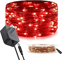 Vista 12 de RUICHEN Guirnalda de luces de alambre de cobre enchufable de 33 pies, 100 luces LED con carrete, blanco cálido