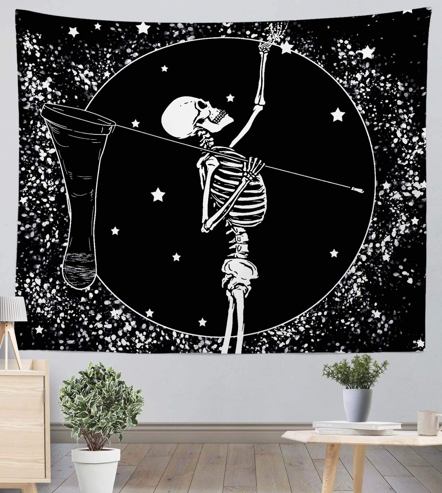 OliveSleep Tapestry Skeleton Catching Stars Wall Hangings,Art Decor Home Dorm,Living Room,Bedroom Tapestries(Multi 38,150x200cm)