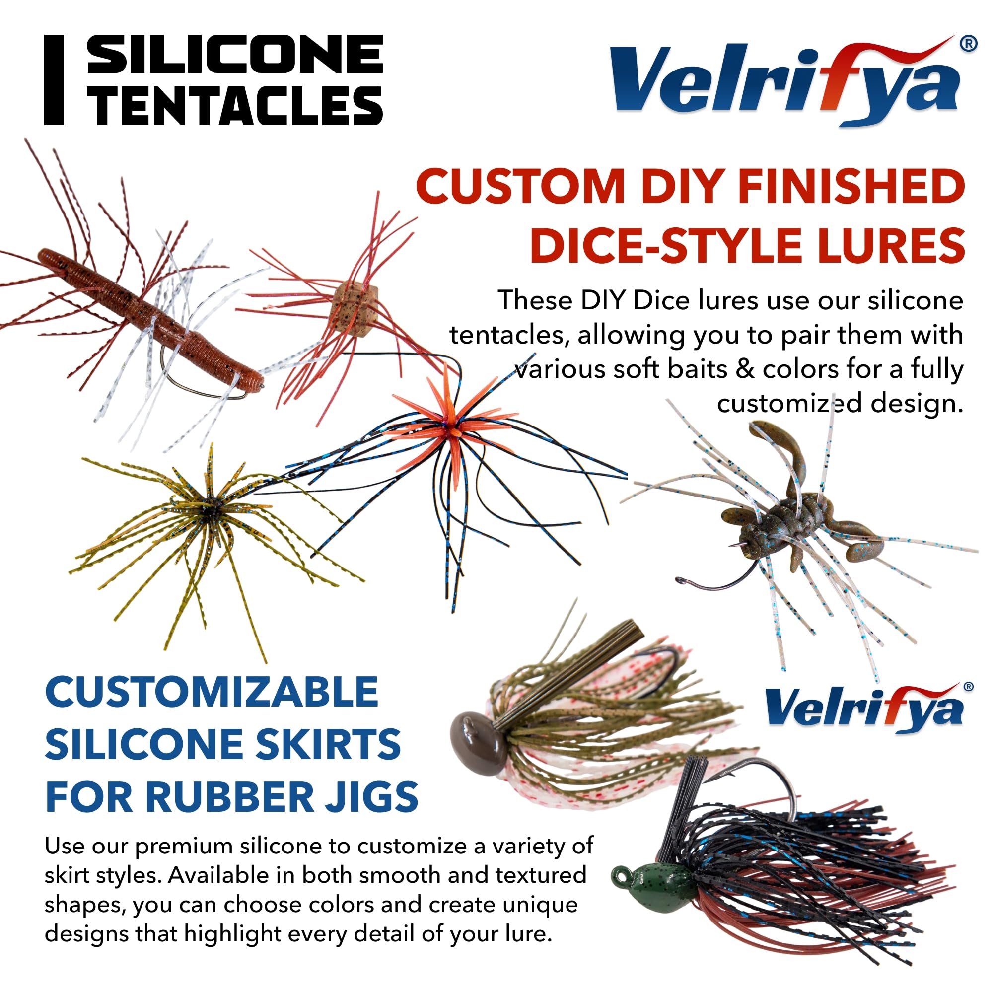 Silicone Skirt Tabs & Tentacle Strands Set for Dice Lure Builds, Japanese-Style Rubber Legs DIY Kit for Soft Baits, with Threader Tool, Fishing Lure Material for Jig Skirts : Sports