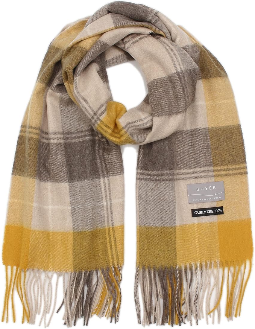 お得超激得 (バイヤー)BUYER ピュア カシミヤ 100% チェック マフラー
