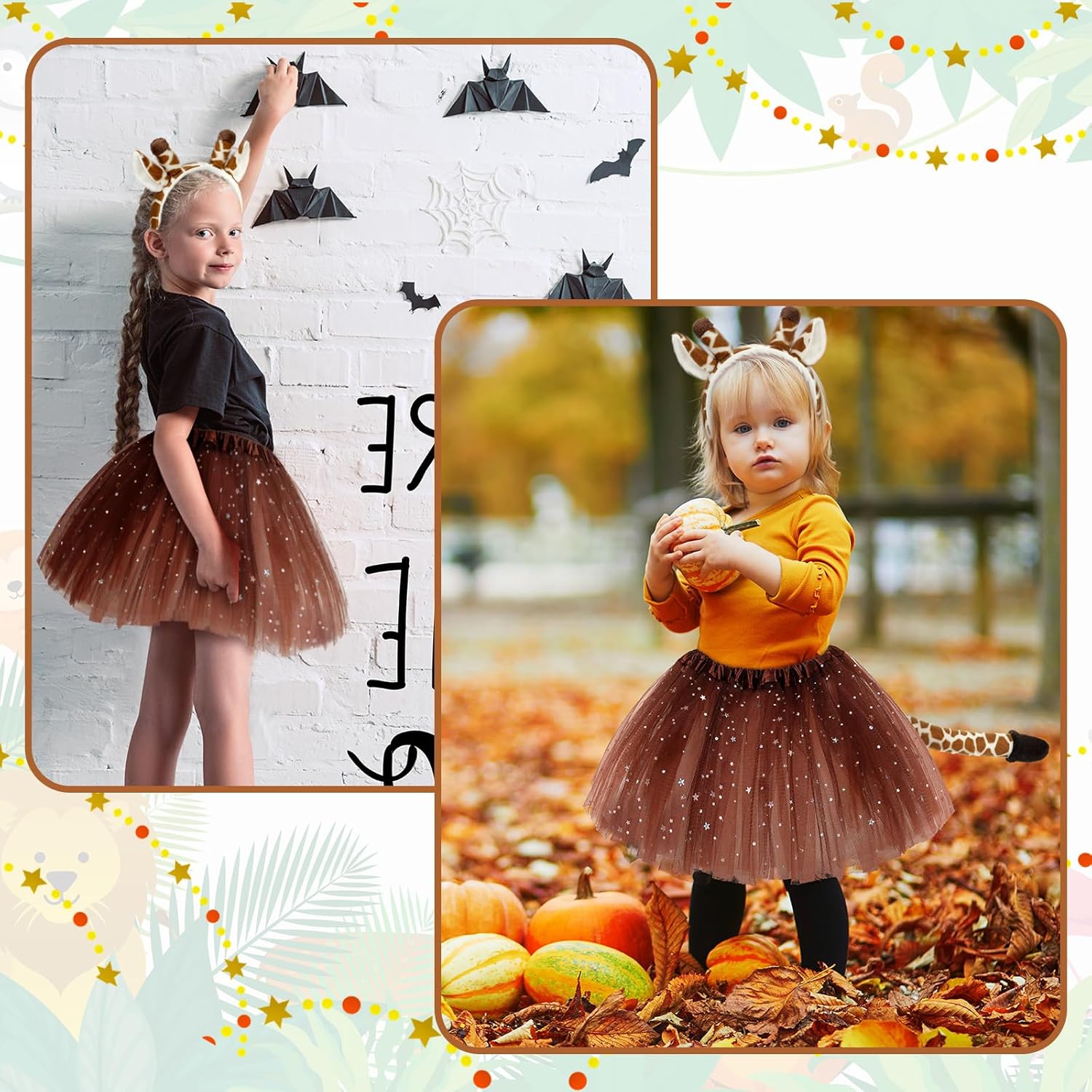 Newcotte 3 Pcs Halloween Costume Animal Tutu Ears Headband Tail Fancy Dress Costume Kit for Halloween Cosplay - Image 5