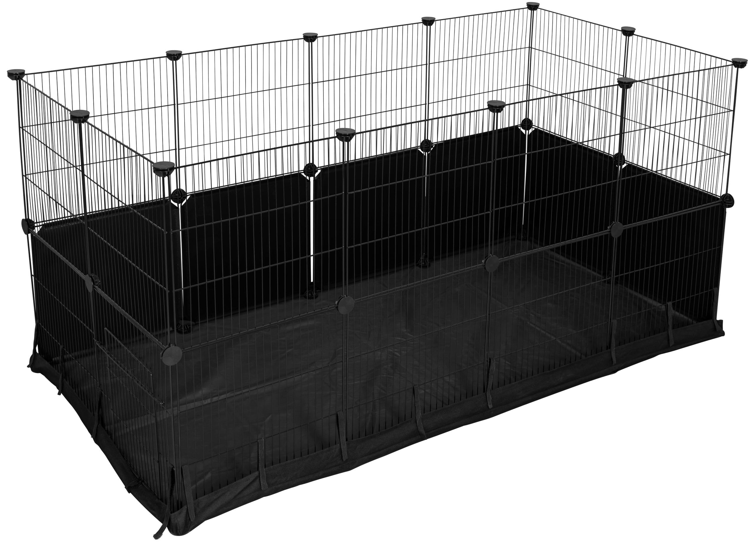 Kerbl Pet recinto da interni Hoppla, nero, 144x72x72 cm, recinto per piccoli animali, box, metallo verniciato a polvere, roditori, conigli, lepri