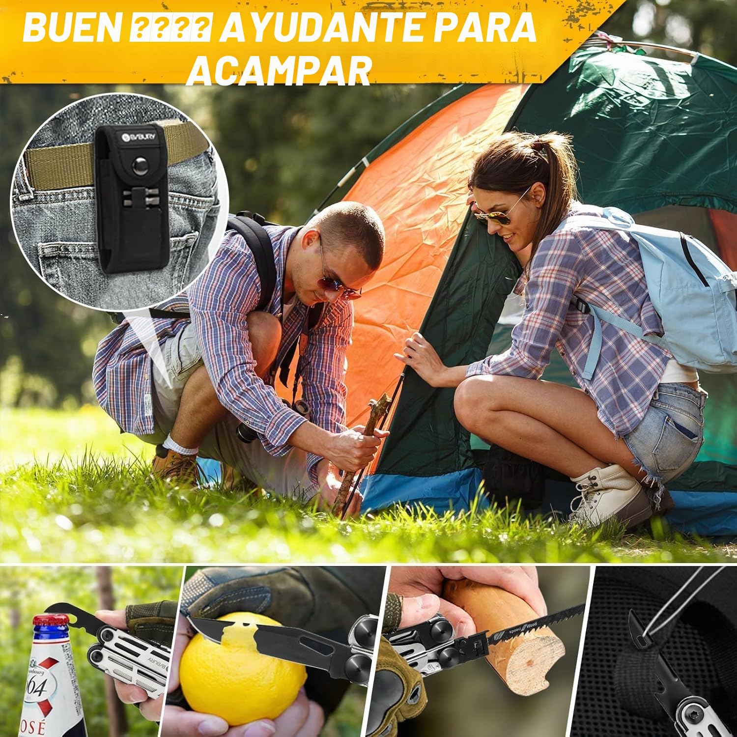 Bibury Multiherramientas, alicates plegables multiherramienta con tijeras mejoradas y juego de destornilladores, multiherramientas de acero inoxidable, profesional, ideal para camping, al aire libre,