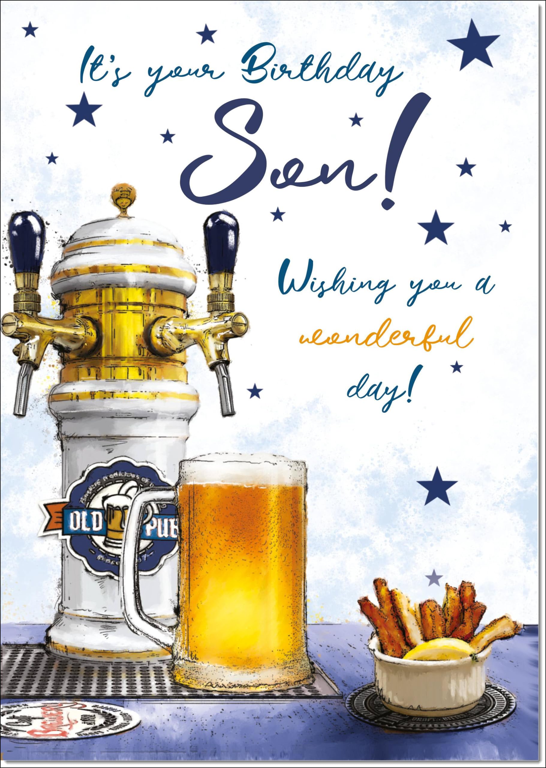 doodlecards Son Birthday Card Beer Tap and Pint Large A4 Size with Plain Envelope