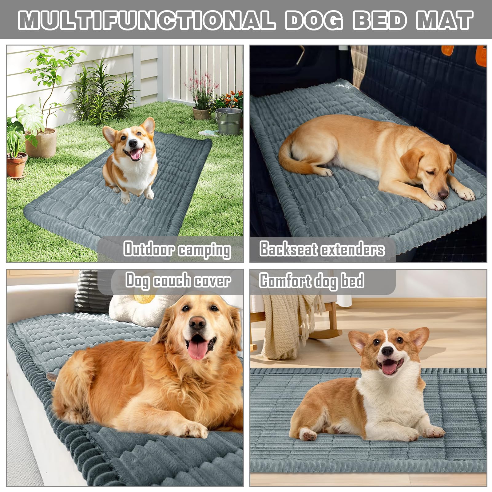 Hundeschutz Rückbank fürs Auto, 62×137 cm rutschfeste & Kratzfeste Hundedecke Auto, Wasserdichter Rücksitzschutz für Kleine & Große Hunde, Weiche Autoschutzdecke (Grau)