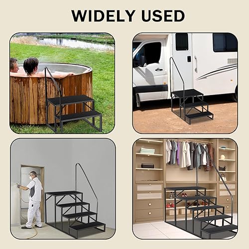 Miniatura 6 de Escalera de taburete de 2 escalones para adultos, taburete para niños, 660 libras, escaleras de bañera de hidromasaje con barandilla, taburete para