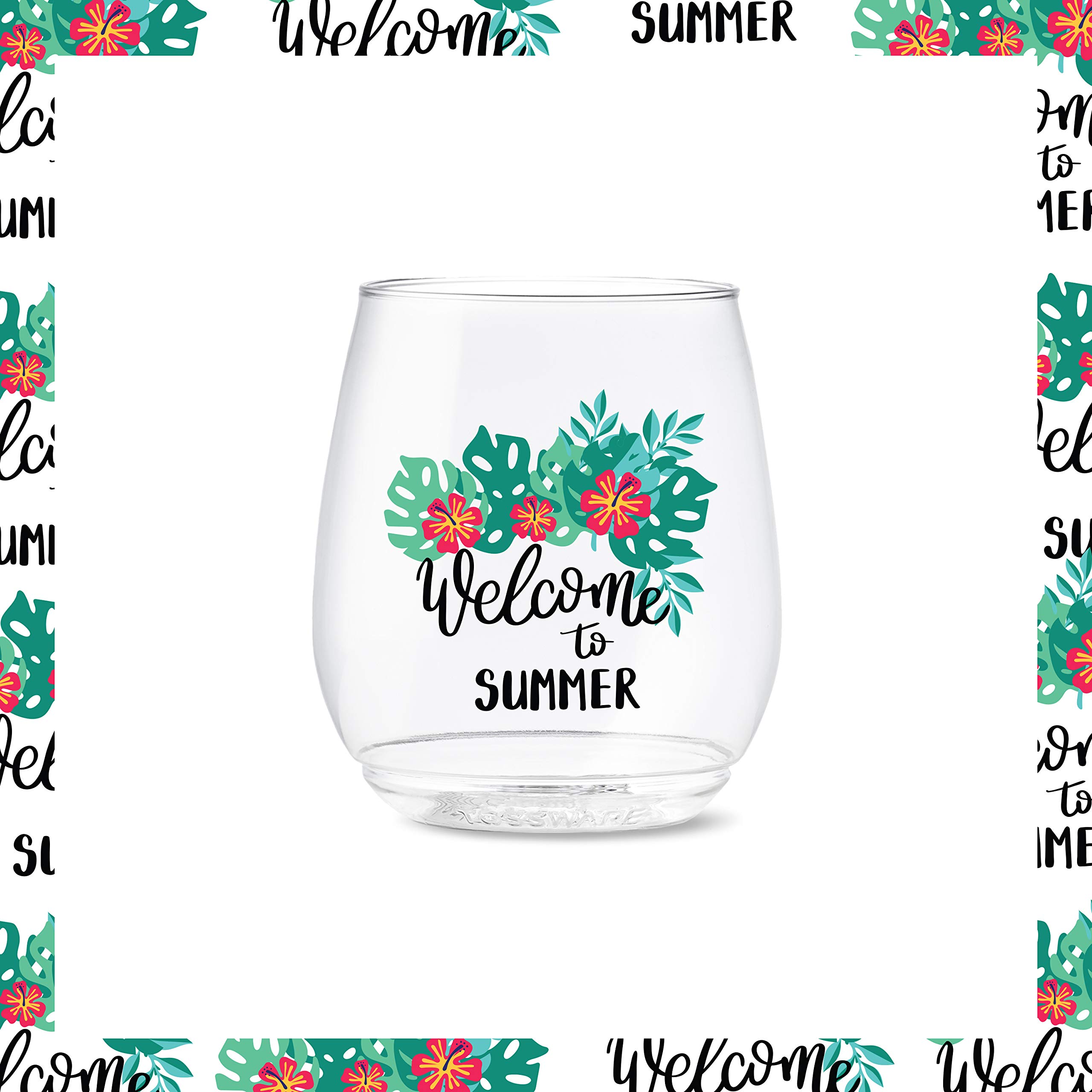 TOSSWARE POP Vino Summer Sips 1 Series - Juego de 6 copas de vino de plástico transparente, reciclables, irrompibles y de 397 ml