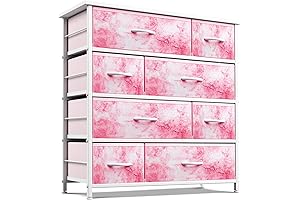 Sorbus 8-Drawer Pink Dresser for Girls Bedroom