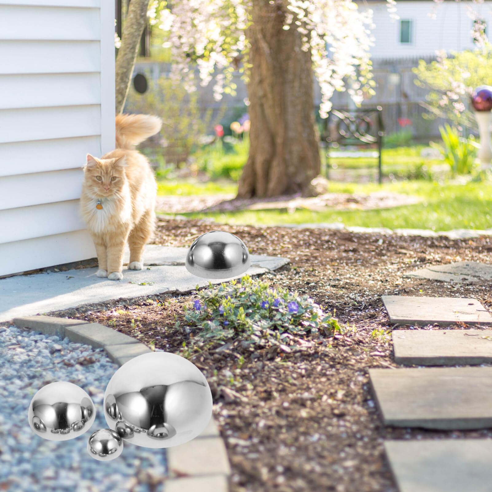 Sfera Riflettente Per Giardino - Acciaio Inox - Decorazione Per Esterni E Interni, Vari Diametri - Foto 6