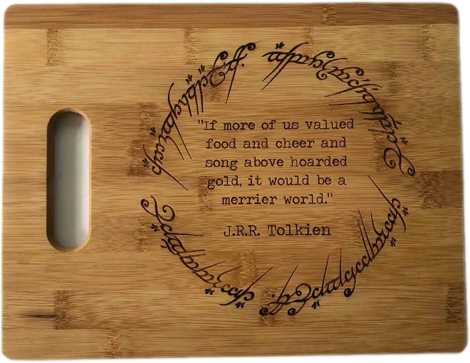 THE RING Engraved Wooden Bamboo Cutting Board Kitchen Gift Lord Of the Rings Inspired Tolkien Quote Charcuterie Tray