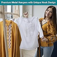 Vista 8 de Lujoso juego de perchas de metal resistente con diseño único de gancho, perchas duraderas y resistentes para abrigos, 4mm de grosor, soporta 25