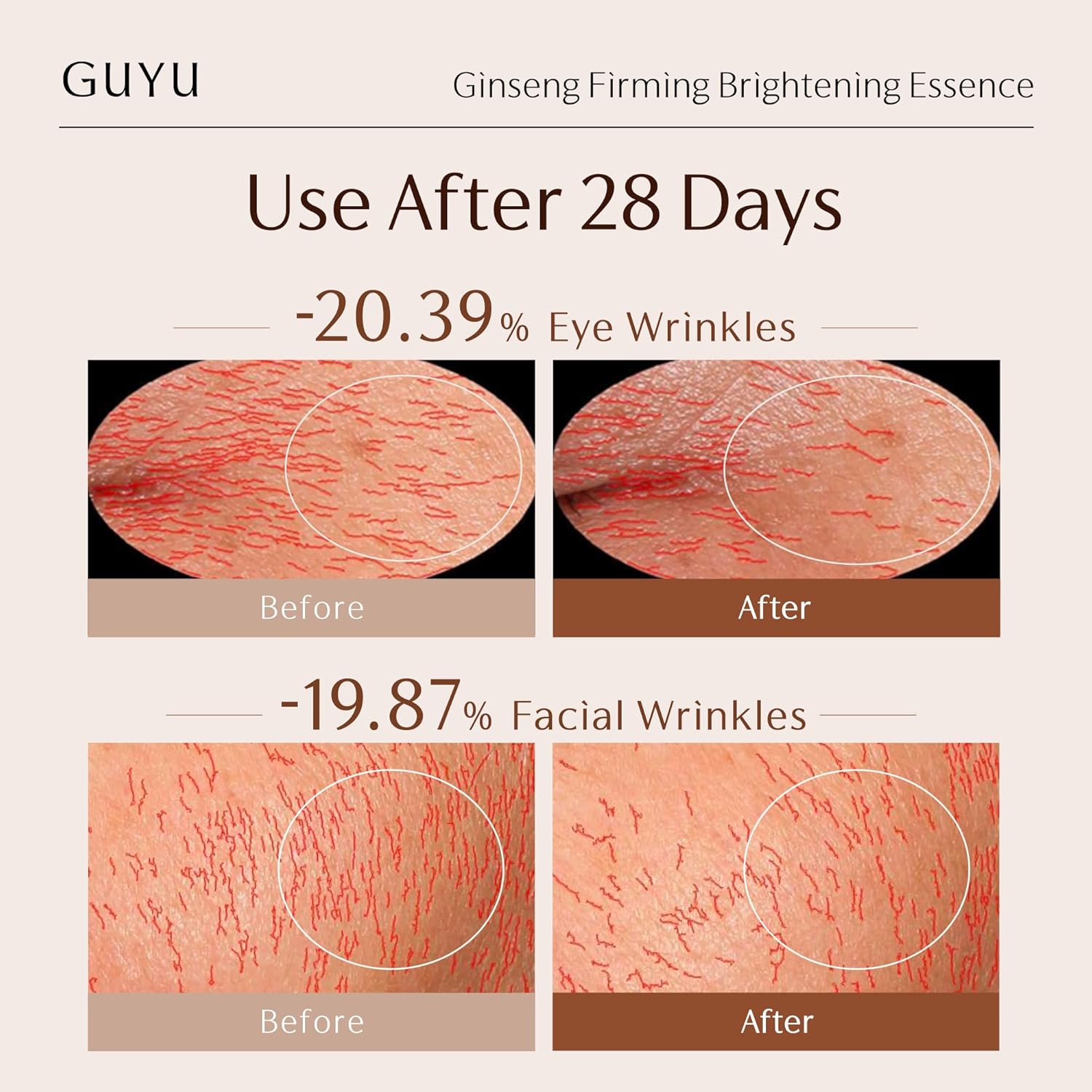 Ginseng Anti-Aging Serum for Face | GUYU Single-Use Ampoule | Peptides, Hyaluronic Acid, Panthenol, Ectoin, Beta Glucan | for Lifting, Firming, Smoothing Lines, Plumping (0.05 Fl Oz x 5pcs) - Image 3