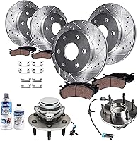 Vista 130 de Detroit Axle - Kit de suspensión de 14 piezas para Jeep Liberty 2006-2007, 2 cubos de rodamiento de ruedas, 2 brazos de control superior, 2 rótulas