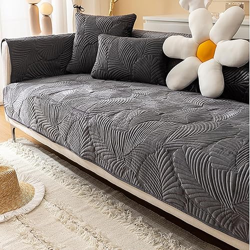 Toalla de sofá de terciopelo, funda gruesa acolchada de felpa para sofá, protectores universales de muebles de color sólido, funda de sofá modular