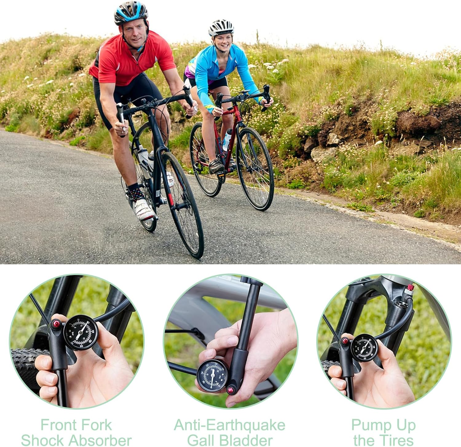 Bicycle Damper Pump, Bicycle Pump with Pressure Gauge, Suspension Fork Pump (Max 300 PSI), High Pressure Pump, Fork Pump, Damper Pumps, Damper Pump for Suspension Fork & Rear Suspension, MTB image 3