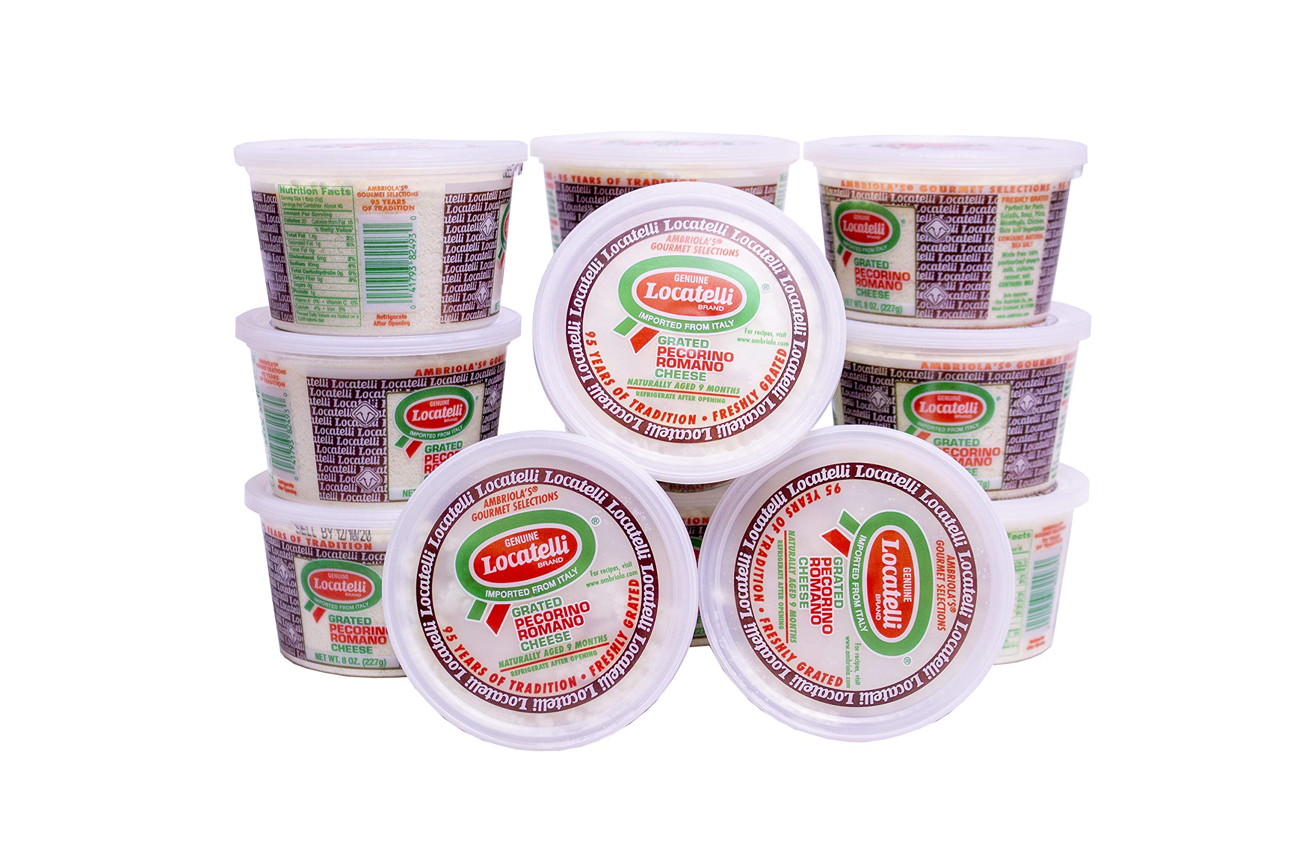 Locatelli Grated Pecorino Romano, 8 Oz Cups (Pack Of 12)
