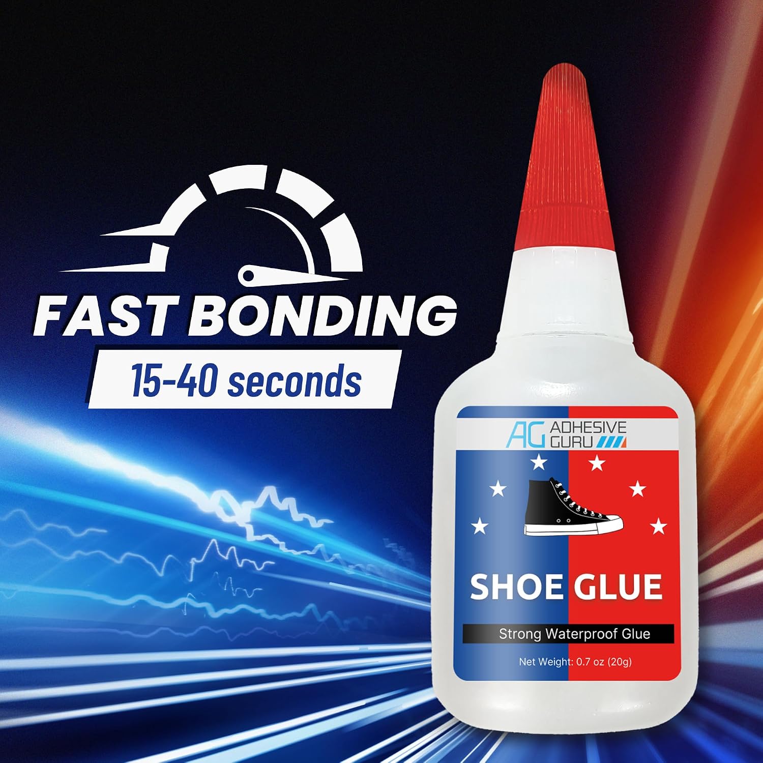 Adhesive Guru Professional Shoe Glue (0.7 oz), Shoe Sole Repair, Ultimate Shoe Repair Glue, Suitable for Sports Shoes, Sneakers, Boots, Sandals etc. Compatible with CA Accelerator - 1 Pack