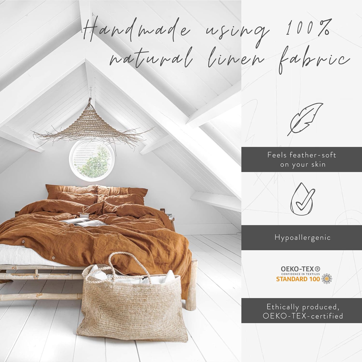 MagicLinen Linen Duvet Cover - Duvet Cover for King Size Bed - Linen Bedding - Natural Color - King Size : Home & Kitchen