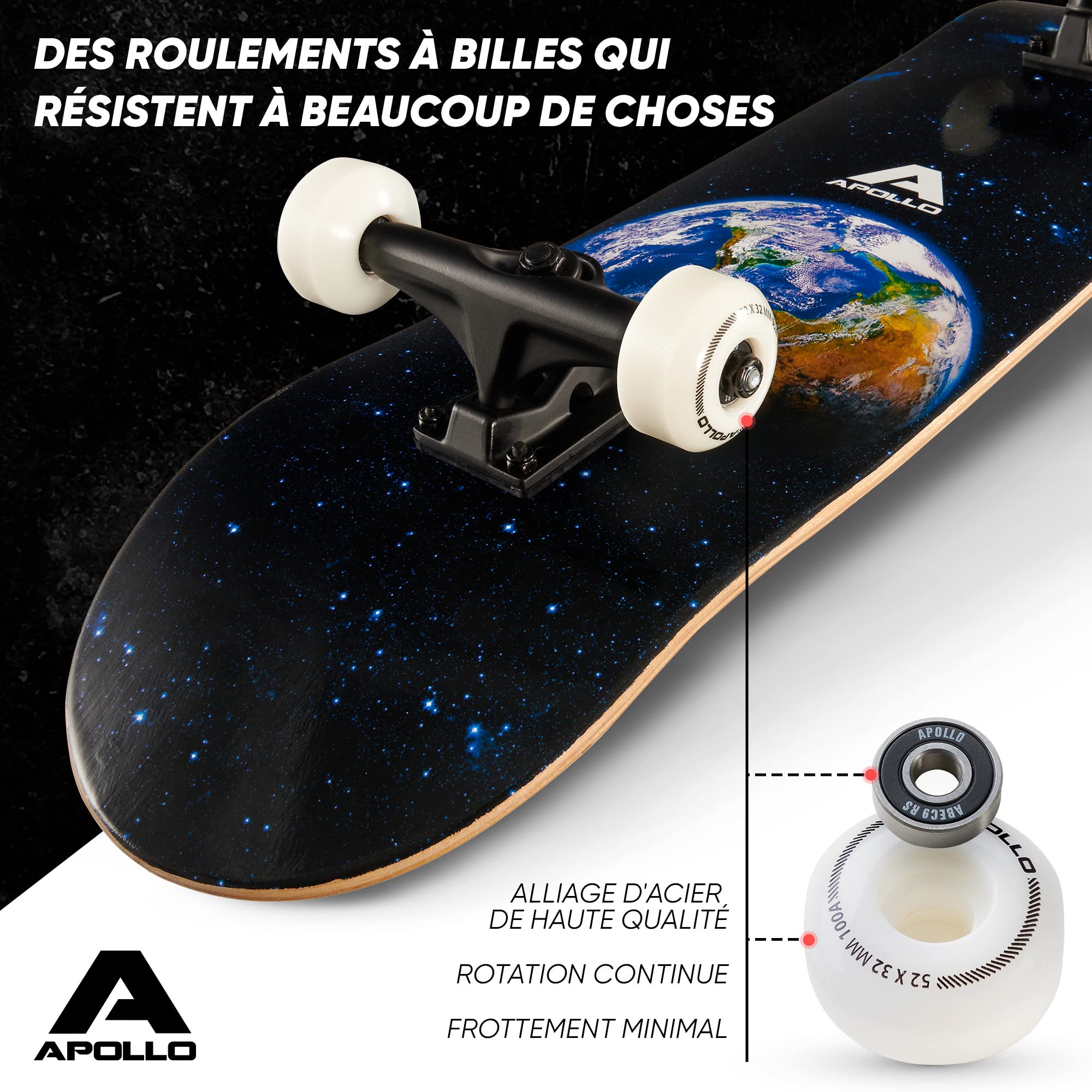 Apollo Skateboard Enfants et Adultes, Pont en Bois à 7 Couches