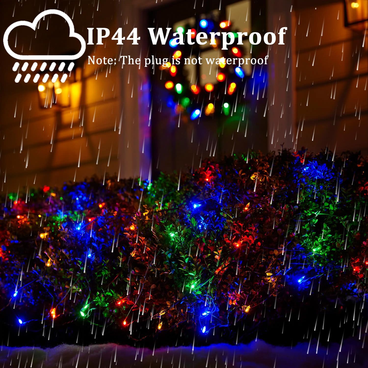 Multicolor Christmas Lights Outdoor, 50FT 200 Count Incandescent Mini Christmas Lights Green Wire, Waterproof Fairy Lights, Connectable Xmas String Lights for Christmas Tree, Garland, Wedding Decor
