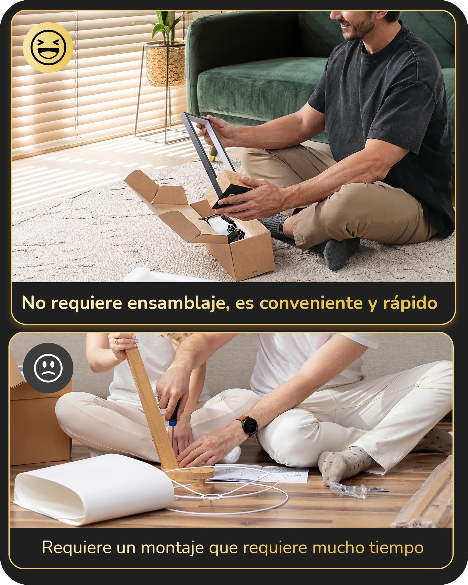 EDISHINE LED Lámpara de Mesa LED Regulable, Lámpara de Noche de 3 Temperaturas de Color (3000K 4500K 6000K), Regulable Continua Táctil para Salón, Oficina, Marco de Aluminio Negro y Base de Madera