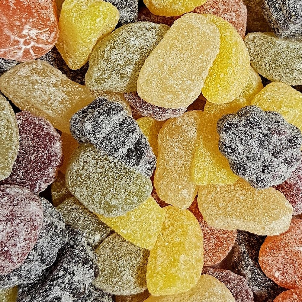 Taveners Retro Fruit Flavour Pick & Mix Sweets In Silver Foil Gift Pouch (Fruit Pastilles, 500g)