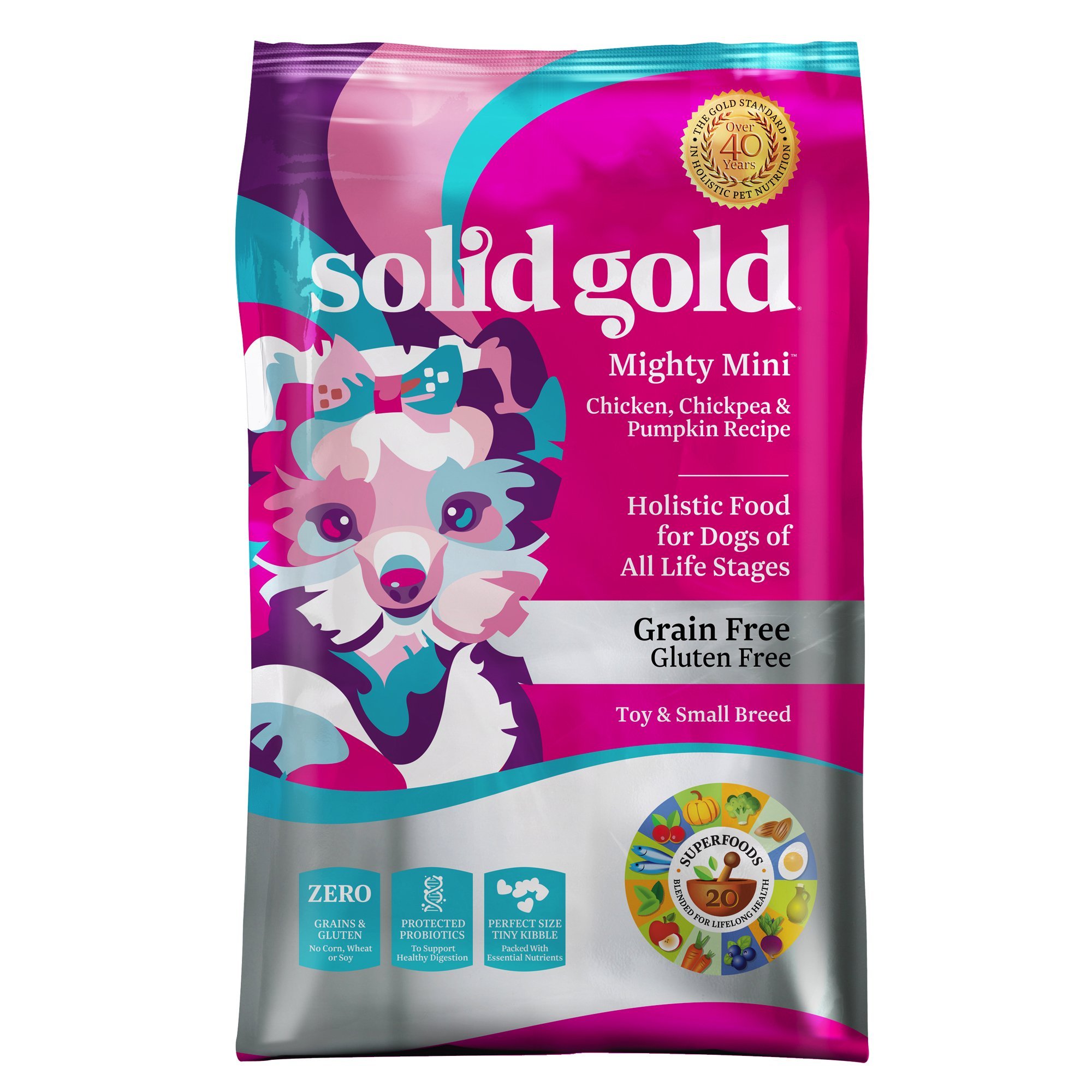 Solid Gold Mighty Mini Small Breed Dog Food - Dry Dog Food for Any Toy Breed - for Gut Health & Sensitive Stomach Support - Digestive Probiotics for Dogs - Grain & Gluten Free Recipe
